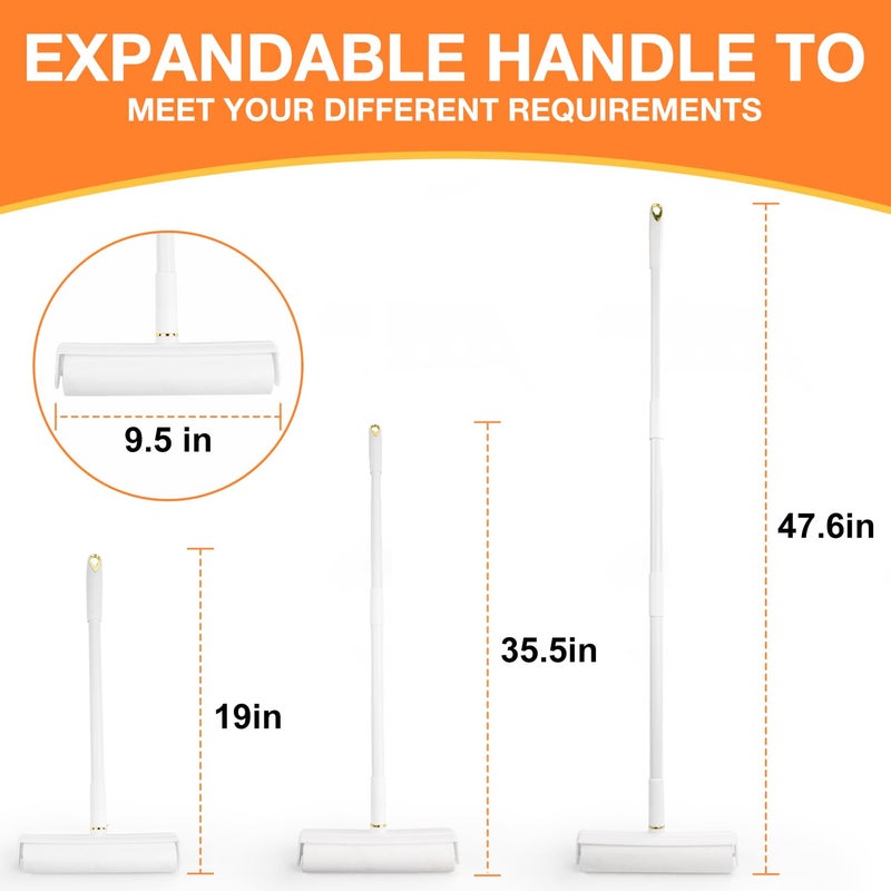 LINSIRON Large Lint Roller Pet Hair Remover 540 Adhesive Sheets Rollers 9.45 Extra Sticky Dog Cat Adjustable Handle 7.9-47.6 Inch, 6 Replaceable Rolls 90 Sheets Each, 3 Extension Rods for 4 Heights - Image 3